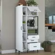 Monikäyttöinen Kaappi - Valkoinen, 100% Melamiinipinnoitettu E1 Laatu, 18mm, 90x198,6x40cm, 4 Pakettia - Kaapit ja lipastot - 8684282480952 - 6
