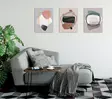 Monivärinen Koristeellinen Canvas-taulu (3 kpl) - 60% Puuvilla, 40% Polyesteri, 30x40 cm, Puukehys, Digitaalinen Painatus - Taulut ja kehykset - 8682870702752 - 3