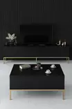 Olohuoneen Kalustesetti - Musta Kulta - 100% Melamiinipinnoitettu Lastulevy - TV-taso 180x47x30 cm - Konsoli 150x80x30 cm - Huonekalut - 8684282484202 - 6