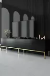 Olohuoneen Kalustesetti - Musta Kulta - 100% Melamiinipinnoitettu Lastulevy - TV-taso 180x47x30 cm - Konsoli 150x80x30 cm - Huonekalut - 8684282484202 - 3