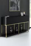 Olohuoneen Kalustesetti - Musta Kulta - 100% Melamiinipinnoitettu Lastulevy - TV-taso 180x47x30 cm - Konsoli 150x80x30 cm - Huonekalut - 8684282484202 - 4