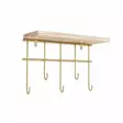 Seinähylly 100% Massiivipuuta, Kulta Ruskea, 20x10x27 cm, Metallikiinnikkeet, Kestävyys 2 kg, Yksilöllinen Puunsävy - Seinähyllyt - 8682870729582 - 1