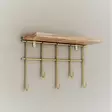 Seinähylly 100% Massiivipuuta, Kulta Ruskea, 20x10x27 cm, Metallikiinnikkeet, Kestävyys 2 kg, Yksilöllinen Puunsävy - Seinähyllyt - 8682870729582 - 6