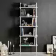 Skandinaavinen Kirjahylly - Valkoinen, 100% Melamiinipinnoitettu, Metallijalat, 60x174x22 cm, Seinään Kiinnitettävä - Kirjahyllyt - 8681875920932 - 3