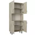 Travertiini Kylpyhuonekaappi - 100% Melamiinipinnoitettu Lastulevy, 18 mm, 59,5x140,3x29,5 cm, Useita Hyllyjä - Kylpyhuonekalusteet - 8684283018192 - 6