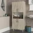 Travertiini Kylpyhuonekaappi - 100% Melamiinipinnoitettu Lastulevy, 18 mm, 59,5x140,3x29,5 cm, Useita Hyllyjä - Kylpyhuonekalusteet - 8684283018192 - 3