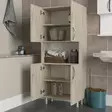 Travertiini Kylpyhuonekaappi - 100% Melamiinipinnoitettu Lastulevy, 18 mm, 59,5x140,3x29,5 cm, Useita Hyllyjä - Kylpyhuonekalusteet - 8684283018192 - 4