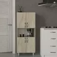 Travertiini Kylpyhuonekaappi - 100% Melamiinipinnoitettu Lastulevy, 18 mm, 59,5x140,3x29,5 cm, Useita Hyllyjä - Kylpyhuonekalusteet - 8684283018192 - 2