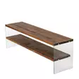 TV-taso 100% karkaistua lasia, 100% massiivipuuta, luonnonväri, leveys 140 cm, korkeus 45 cm, syvyys 35 cm - TV-tasot - 8684282402442 - 1