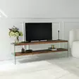 TV-taso 100% karkaistua lasia, 100% massiivipuuta, luonnonväri, leveys 140 cm, korkeus 45 cm, syvyys 35 cm - TV-tasot - 8684282402442 - 2