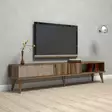 TV-taso, 180x40x35 cm, Pähkinä, 100% Melamiinipinnoitettu Lastulevy, Useita Hyllyjä, Kiinnitettävissä Seinäkiinnityksellä - TV-tasot - 8683342170062 - 3