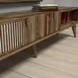 TV-taso, 180x40x35 cm, Pähkinä, 100% Melamiinipinnoitettu Lastulevy, Useita Hyllyjä, Kiinnitettävissä Seinäkiinnityksellä - TV-tasot - 8683342170062 - 5