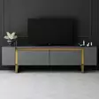 TV-taso Anthracite Gold - 100% Melamiinipinnoitettu Lastulevy, Metallijalat, 180x50x30 cm, Tyylikäs ja Kestävä - TV-tasot - 8684283557202 - 3