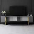 TV-taso Anthracite Gold - 100% Melamiinipinnoitettu Lastulevy, Metallijalat, 180x50x30 cm, Tyylikäs ja Kestävä - TV-tasot - 8684283557202 - 4