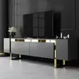 TV-taso Anthracite Gold - 100% Melamiinipinnoitettu Lastulevy, Metallijalat, 180x50x30 cm, Tyylikäs ja Kestävä - TV-tasot - 8684283557202 - 2