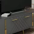 TV-taso, Anthracite Gold, 100% Melamiinipinnoitettu Lastulevy, 150x48,2x35 cm, Useita Hyllyjä, Lisäsäilytystilaa - TV-tasot - 8683743397822 - 4