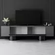 TV-taso Anthracite Musta 180x50x30 cm, 100% Melamiinipinnoitettu Lastulevy, Taivutettavat Metallijalat 16 cm - TV-tasot - 8684283557172 - 4