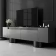 TV-taso Anthracite Musta 180x50x30 cm, 100% Melamiinipinnoitettu Lastulevy, Taivutettavat Metallijalat 16 cm - TV-tasot - 8684283557172 - 2