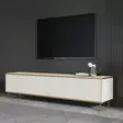 TV-taso Travertiini Kulta - 100% Melamiinipinnoitettu Lastulevy, 180x45,2x35 cm, Useita Hyllyjä, Seinäkiinnitys - TV-tasot - 8684283460182 - 4