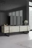 TV-taso, travertiininmusta, Leveys 180 cm, syvyys 30 cm, korkeus 50 cm, kestävä, tyylikäs, tilava - TV-tasot - 8684282970422 - 2