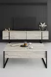 TV-taso, travertiininmusta, Leveys 180 cm, syvyys 30 cm, korkeus 50 cm, kestävä, tyylikäs, tilava - TV-tasot - 8684282970422 - 4
