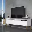 TV-taso, valkoinen, 100% melamiinipinnoitettu lastulevy, 150x30x50 cm, 18 mm, 2 pakettia, kestävä ja tyylikäs - TV-tasot - 8684282191032 - 3