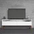 TV-taso, valkoinen, 100% melamiinipinnoitettu lastulevy, 150x30x50 cm, 18 mm, 2 pakettia, kestävä ja tyylikäs - TV-tasot - 8684282191032 - 2