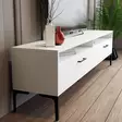 TV-taso, valkoinen, 100% melamiinipinnoitettu lastulevy, 18mm, 180x35x47cm, 2 pakettia, tyylikäs ja kestävä - TV-tasot - 8684282191162 - 5