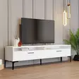 TV-taso, valkoinen, 100% melamiinipinnoitettu lastulevy, 18mm, 180x35x47cm, 2 pakettia, tyylikäs ja kestävä - TV-tasot - 8684282191162 - 4