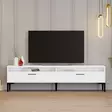 TV-taso, valkoinen, 100% melamiinipinnoitettu lastulevy, 18mm, 180x35x47cm, 2 pakettia, tyylikäs ja kestävä - TV-tasot - 8684282191162 - 2