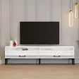 TV-taso, valkoinen, 100% melamiinipinnoitettu lastulevy, 18mm, 180x35x47cm, 2 pakettia, tyylikäs ja kestävä - TV-tasot - 8684282191162 - 3