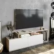 TV-taso, valkoinen, 149,8 cm leveä, tilava, kestävä - TV-tasot - 8682870664562 - 2