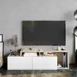 TV-taso, valkoinen, 149,8 cm leveä, tilava, kestävä - TV-tasot - 8682870664562 - 3