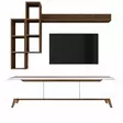 TV-taso Valkoinen Pähkinä 100% Melamiinipinnoitettu Hiukkaslevy 180x48,6x35 cm Seinähyllyt 22,1x90x20,3 cm 133x15x15 cm - TV-tasot - 8681875460872 - 1