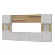 TV-taso, Valkoinen Tiikki, 100% Melamiinipinnoitettu Lastulevy, 18 mm, Leveys 160 cm, Korkeus 125 cm, Syvyys 31,5 cm - TV-tasot - 8681181980262 - 5