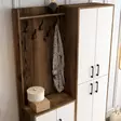 Tyylikäs ja Toimiva Eteisen Hall Stand - Pähkinävalkoinen, 120x200x35 cm, Metalli- ja Muoviyksityiskohdat - Eteiskaapit - 8683342170222 - 5
