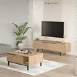 Tyylikäs Olohuoneen Kalustesetti: Tammi, 100% Melamiinipinnoitettu, TV-taso 160x45x35,5 cm, Sohvapöytä 90x37,6x60 cm - Huonekalut - 8684283262892 - 2