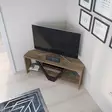 Tyylikäs TV-taso, 90x35x36,8 cm, 100% melamiinipinnoitettu, pähkinä-musta, kestävä ja tilava viihdekeskus - TV-tasot - 8683743121182 - 5