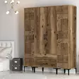 Vaatekaappi, Pähkinä, 100% Melamiinipinnoitettu Lastulevy, 18 mm, 160x47,5x201,4 cm, 6 Pakettia, Helppo Koota - Vaatekaapit - 8684282089452 - 4