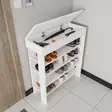 Valkoinen Kenkäkaappi - 100% Melamiinipinnoitettu Lastulevy, 80x90x30 cm, Useita Hyllyjä, Seinään Kiinnitettävä - Kenkäkaapit - 8684283421022 - 4
