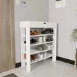 Valkoinen Kenkäkaappi - 100% Melamiinipinnoitettu Lastulevy, 80x90x30 cm, Useita Hyllyjä, Seinään Kiinnitettävä - Kenkäkaapit - 8684283421022 - 3