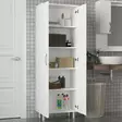 Valkoinen Kylpyhuonekaappi - 100% Melamiinipinnoitettu Lastulevy, 18 mm, 59,4x173,6x31,5 cm, Useita Hyllyjä, Seinäkiinnitys - Kylpyhuonekalusteet - 8681181596562 - 3
