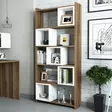 Valkoinen Pähkinä Kirjahylly - 100% Melamiinipinnoitettu Lastulevy, 80x170x22 cm, Siirrettävä Hylly, Kiinnitettävä Seinä - Kirjahyllyt - 8681875183382 - 2