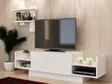 Valkoinen TV-taso 120x36x31,5 cm - 100% Melamiinipinnoitettu Lastulevy, Useita Hyllyjä, Seinään Kiinnitettävä - TV-tasot - 8681181979662 - 3