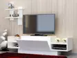 Valkoinen TV-taso 120x36x31,5 cm - 100% Melamiinipinnoitettu Lastulevy, Useita Hyllyjä, Seinään Kiinnitettävä - TV-tasot - 8681181979662 - 4