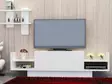 Valkoinen TV-taso 120x36x31,5 cm - 100% Melamiinipinnoitettu Lastulevy, Useita Hyllyjä, Seinään Kiinnitettävä - TV-tasot - 8681181979662 - 2