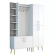 Valkokultainen Hall Stand - 100% Melamiinipinnoitettu Lastulevy, 18mm, 150x202x35cm, 5 Pakettia, Helppo Koota - Eteiskaapit - 8684282465782 - 1