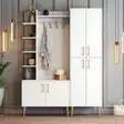 Valkokultainen Hall Stand - 100% Melamiinipinnoitettu Lastulevy, 18mm, 150x202x35cm, 5 Pakettia, Helppo Koota - Eteiskaapit - 8684282465782 - 2