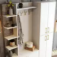 Valkokultainen Hall Stand - 100% Melamiinipinnoitettu Lastulevy, 18mm, 150x202x35cm, 5 Pakettia, Helppo Koota - Eteiskaapit - 8684282465782 - 5