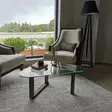 Walnut-värinen 100% massiivipuinen sohvapöytä, karkaistu lasikehys, mitat: 96x41x81 cm, tyylikäs ja kestävä - Sohvat - 8682870558502 - 7